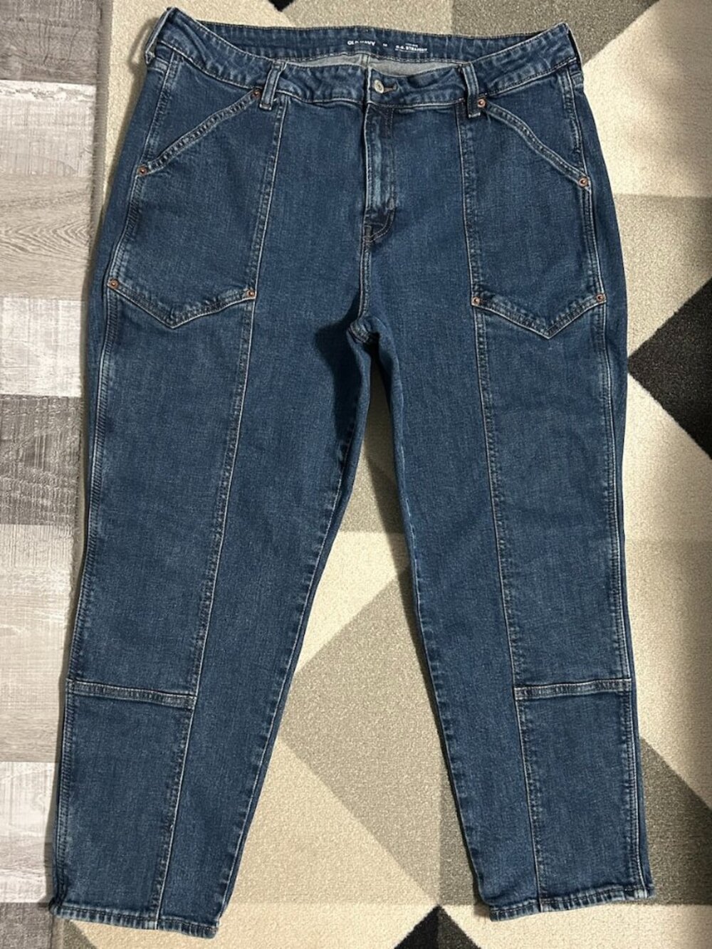 Old Navy High Rise O.G. Straight Secret Smooth Pockets Utility Jeans Wmn's 18